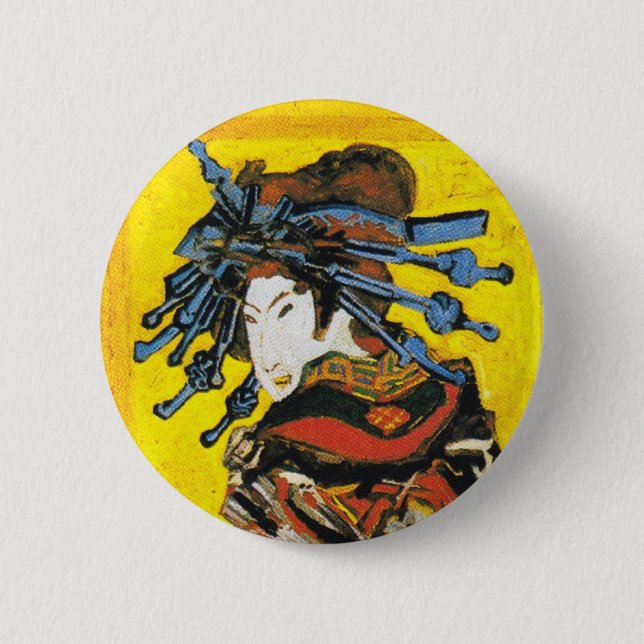 Vintag Van Gogh Geisha 1887 Button (Vorderseite)