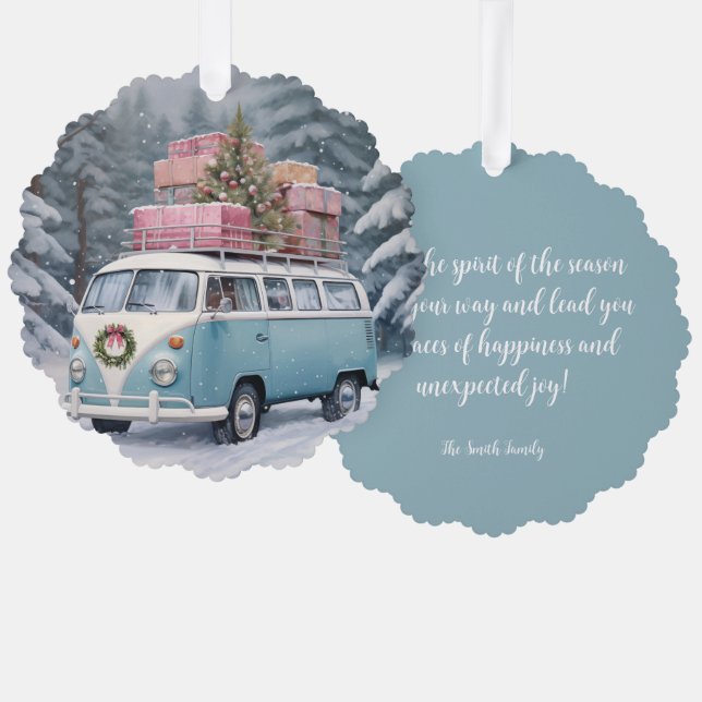 Vintag Vanagon Holiday Trip Ornament Obelisk (Vorderseite/Rückseite)