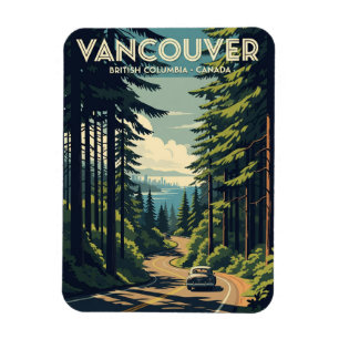 Vintag Vancouver Skyline Canada Travel Magnet