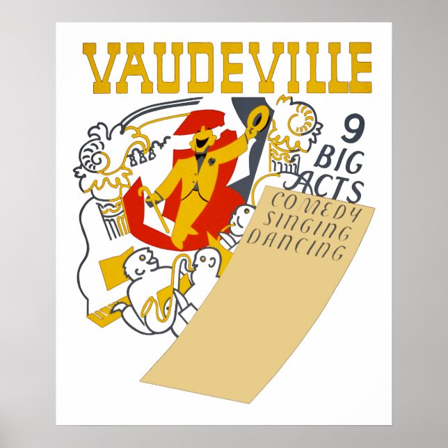 Vintag Vaudeville Weltkulturerbe der Abstrakten Ku Poster (Vorne)