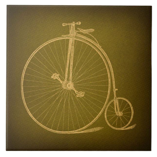 Vintag Velocipede Fahrrad Antique High Wheel Bike Fliese (Vorderseite)