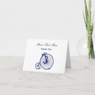 Vintag Velocipede Penny Farthing Bicycle Blu Dankeskarte
