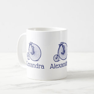 Vintag Velocipede Penny Farthing Bicycle Blu Kaffeetasse