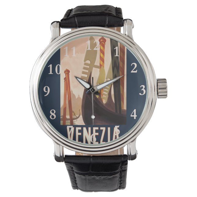 Vintag Venedig Italien Gondelfahrt Armbanduhr (Vorderseite)