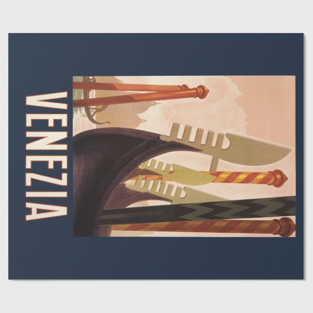 Vintag Venedig Italien Gondelfahrt Geschenkpapier (Flach)