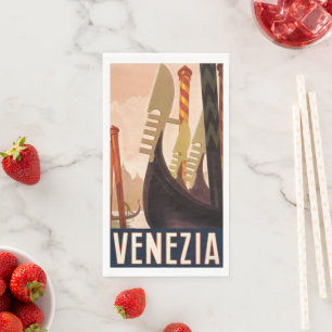 Vintag Venedig Italien Gondelfahrt Serviette