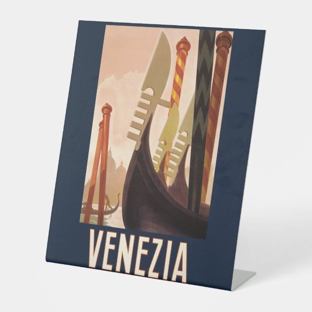 Vintag Venedig Italien Gondelfahrt Sockelschild (Vorderseite)