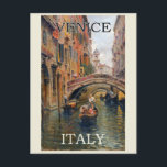 Vintag Venedig Italien Italienische Gondelbahn Postkarte<br><div class="desc">Jeder würde Liebe,  diese Vintage italienische Reise-Postkarte mit einer Retro-Gondel und Bridge-Illustration in Venedig,  Italien zu erhalten!</div>