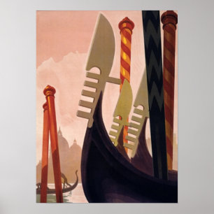 Vintag Venezia Gondolas Art Poster