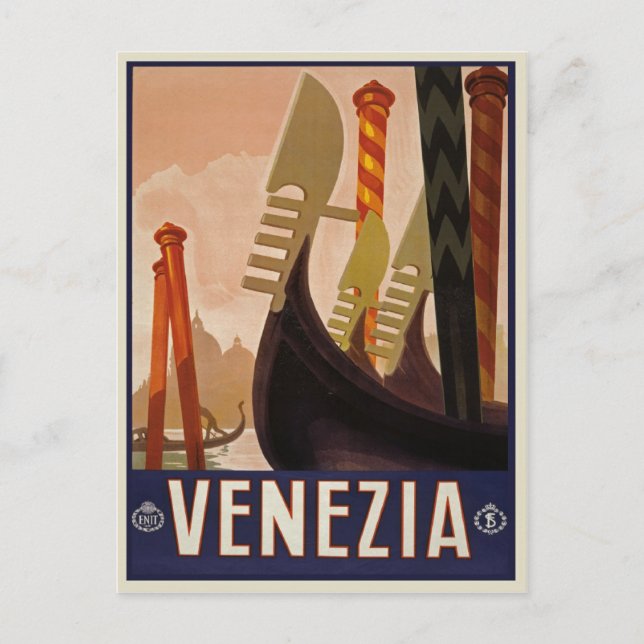 Vintag Venezia | Reiseplakat Venedig Italien Postkarte (Vorderseite)