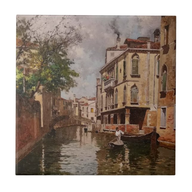 Vintag Venice Antonio Leto Venezianisch Canal Fliese (Vorderseite)
