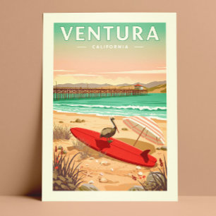 Vintag Ventura Kalifornien Postkarte