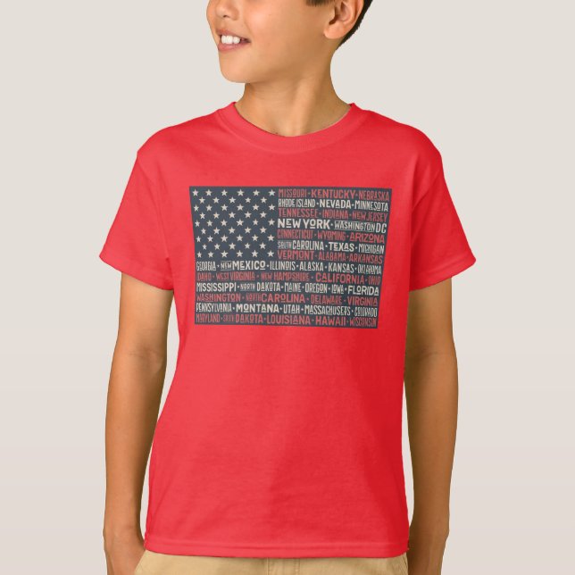 Vintag verblasste amerikanische Flaggen-Staat mit  T-Shirt (Vorderseite)