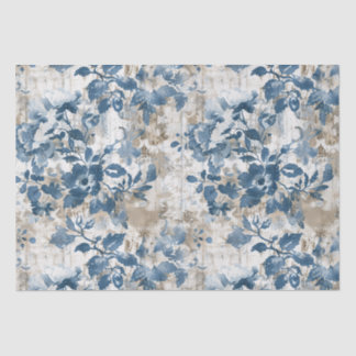 Vintag verblasstes Blumenmuster - Blau und Weiß Seidenpapier