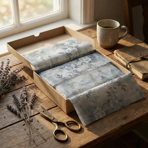 Vintag verblasstes Blumenmuster - Blau und Weiß Seidenpapier