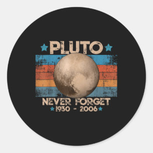 Vintag Vergessen Sie nie Pluto Funny Retro Astrono Runder Aufkleber