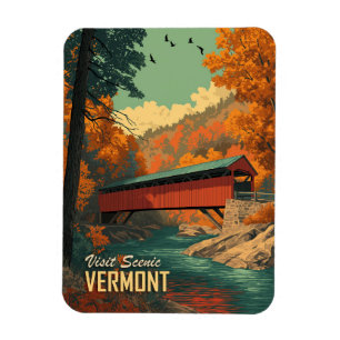 Vintag Vermont Covered Bridge Travel Magnet