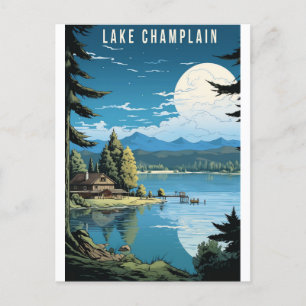 Vintag Vermont Lake Champlain Travel Postkarte