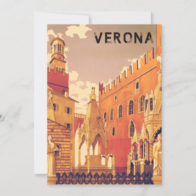 Vintag Verona Italien Reisen Karte (Vorderseite)