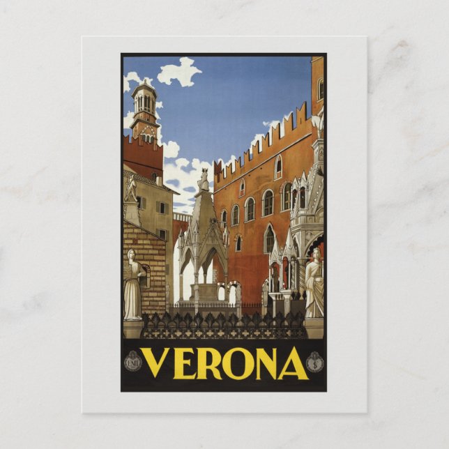 Vintag Verona Italien Retro Italien Reisen Postkarte (Vorderseite)