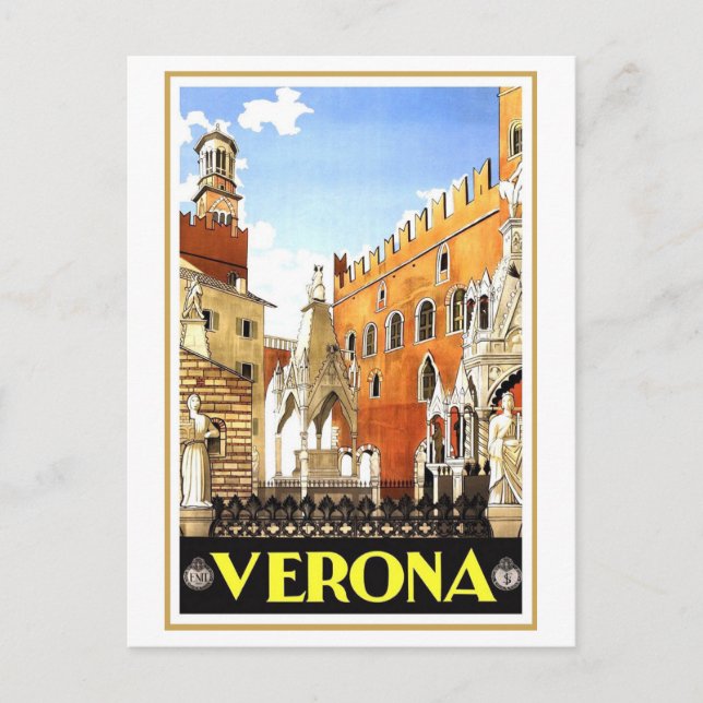 Vintag Verona Reiseplakat Postkarte (Vorderseite)