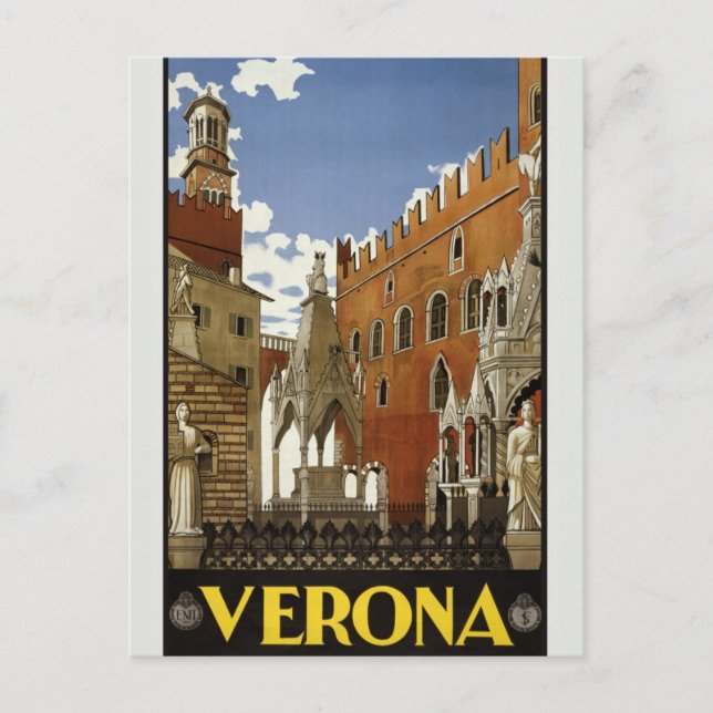 Vintag Verona Reisewerbung Europa Tourismus Postkarte (Vorderseite)