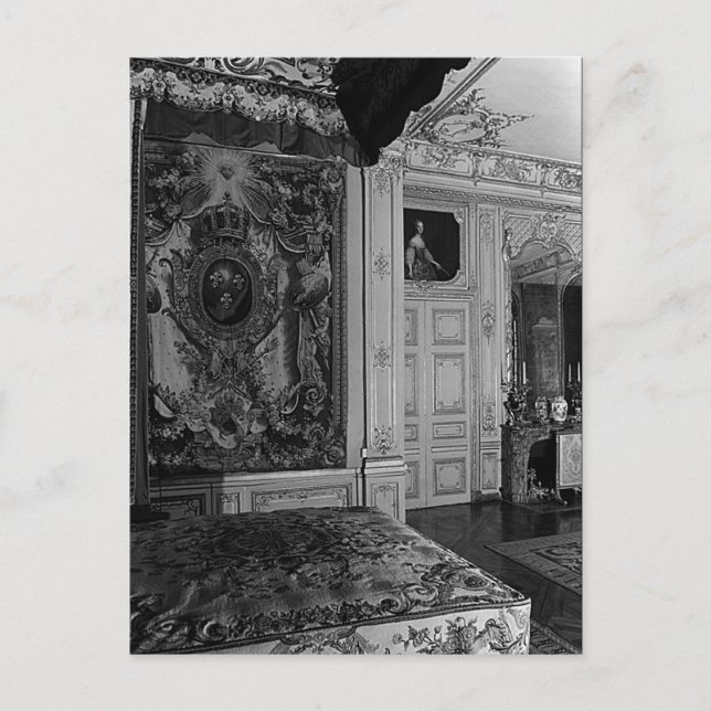 Vintag Versailles Palace Louis XV Bed Kammer Postkarte (Vorderseite)