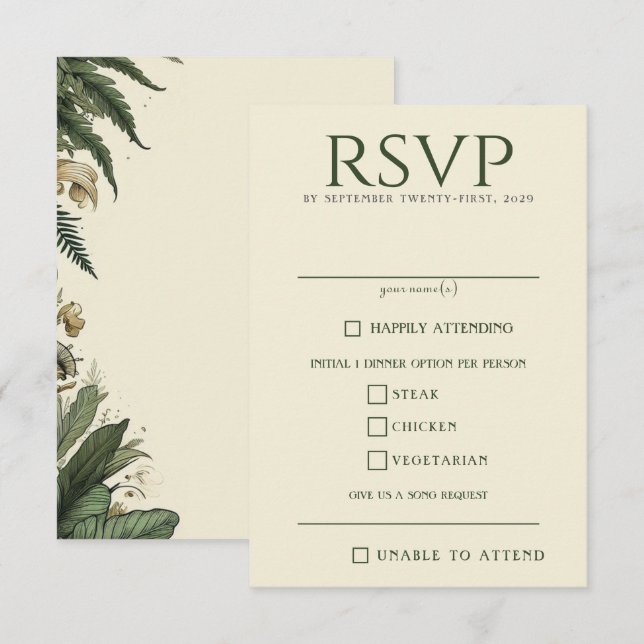 Vintag verzauberte Lebensmittelauswahl RSVP Karte (Vorne/Hinten)