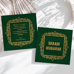 Vintag Verzierte Green Shaadi Mubarak Card