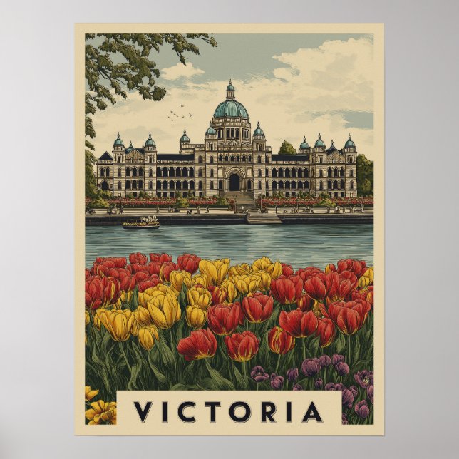 Vintag Victoria British Columbia Travel Poster (Vorne)