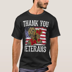 Vintag vielen Dank an Veteranen Combat Boots Blume T-Shirt