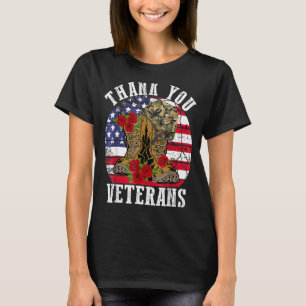 Vintag vielen Dank an Veteranen Combat Boots Blume T-Shirt