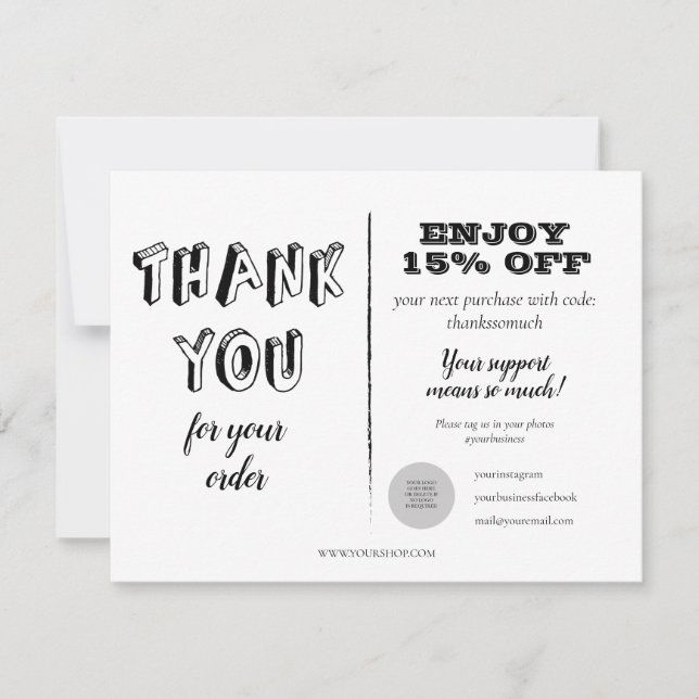 Vintag Vielen Dank für Ihre Bestellungsermäßigung (Vorderseite)