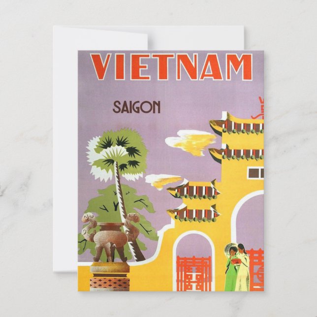 Vintag Vietnam Saigon Travel Postcard (Vorderseite)