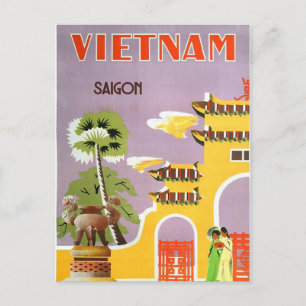 Vintag Vietnam Saigon Travel Postcard Postkarte