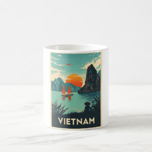 Vintag Vietnam Travel Retro Ha Long Bay Kaffeetasse