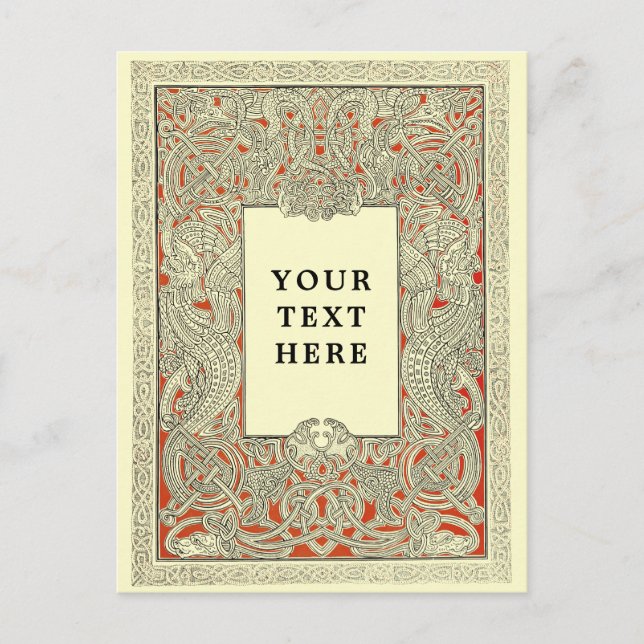 Vintag Viking Celtic Dragon Postkarte (Vorderseite)