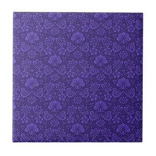Vintag Viktorianische Indigo Damask Paisley Floral Fliese