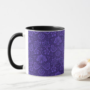 Vintag Viktorianische Indigo Damask Paisley Floral Tasse
