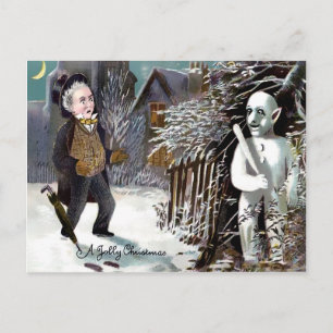 Vintag Viktorianischer Snowman Thug Weihnachten Postkarte