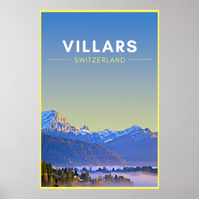 Vintag Villars Schweiz Kunstposter Poster (Vorne)