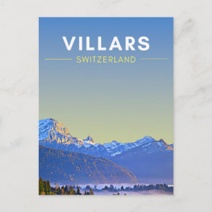 Vintag Villars Schweiz Reisen Postkarte