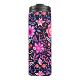 Vintag-violette Blumen Botanisches Shabby Chic Thermosbecher