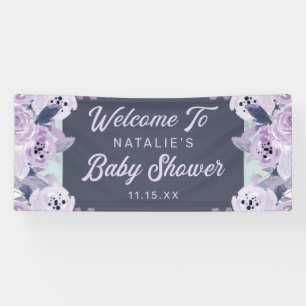 Vintag-violette Blumen Kinderdusche Begrüßung Banner