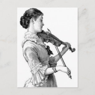 Vintag Violinist Postkarte