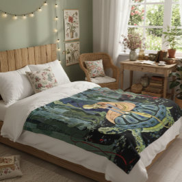 Vintag Virginia Sterrett Princess Rides Tortoise Fleecedecke