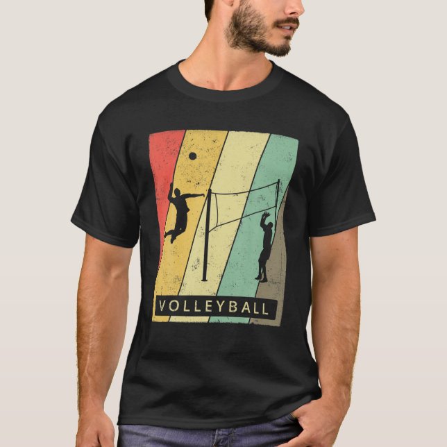 Vintag Volleyball Retro-Poster T-Shirt (Vorderseite)