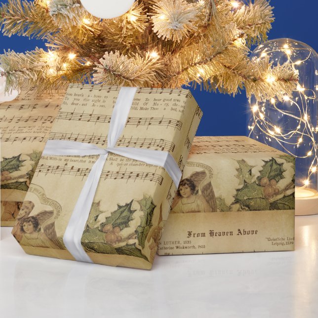 Vintag vom Himmel über Weihnachten Carol-Skript Geschenkpapier (Feiertage)
