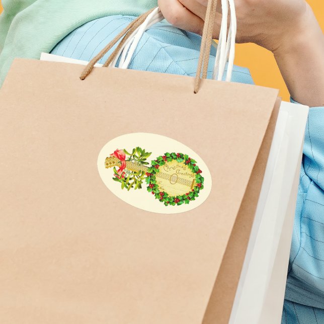 Vintag Von mir zu dir Weihnachtsgeschenk Ovaler Aufkleber (Von Creator hochgeladen)