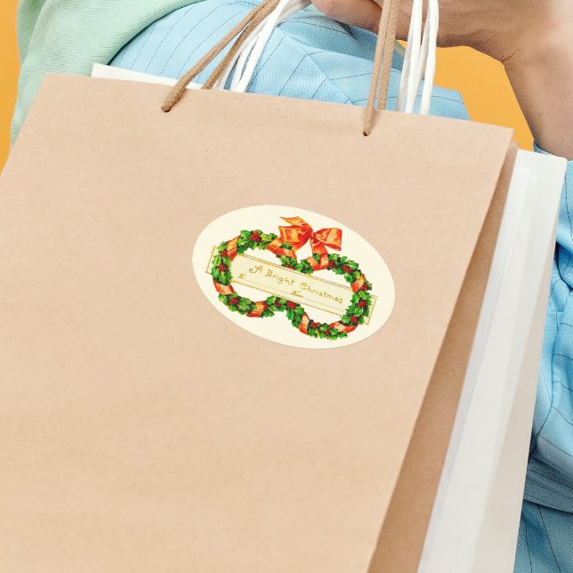 Vintag Von mir zu dir Weihnachtsgeschenk Ovaler Aufkleber (Von Creator hochgeladen)